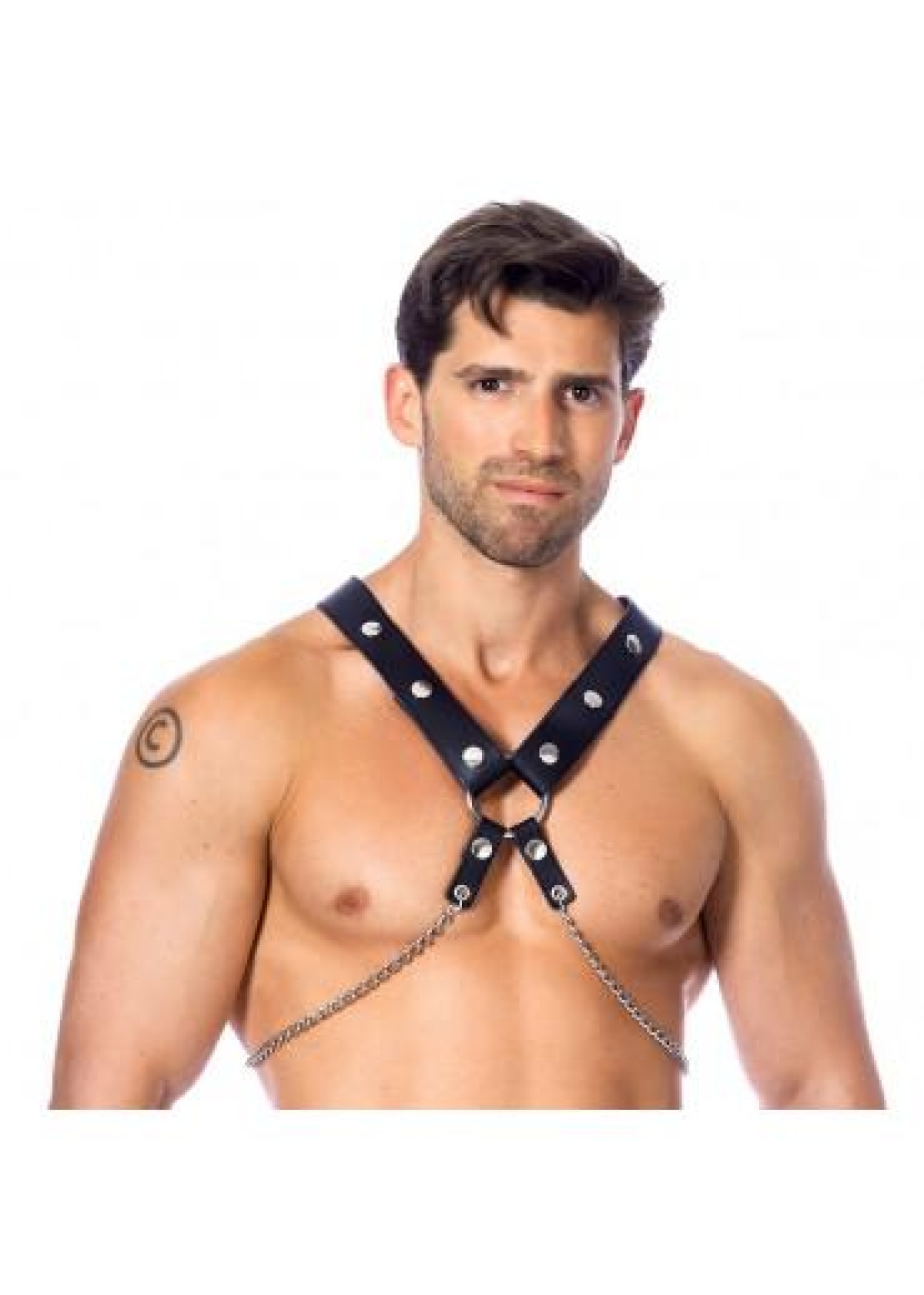 Leather Body Harness with Metal Chains
