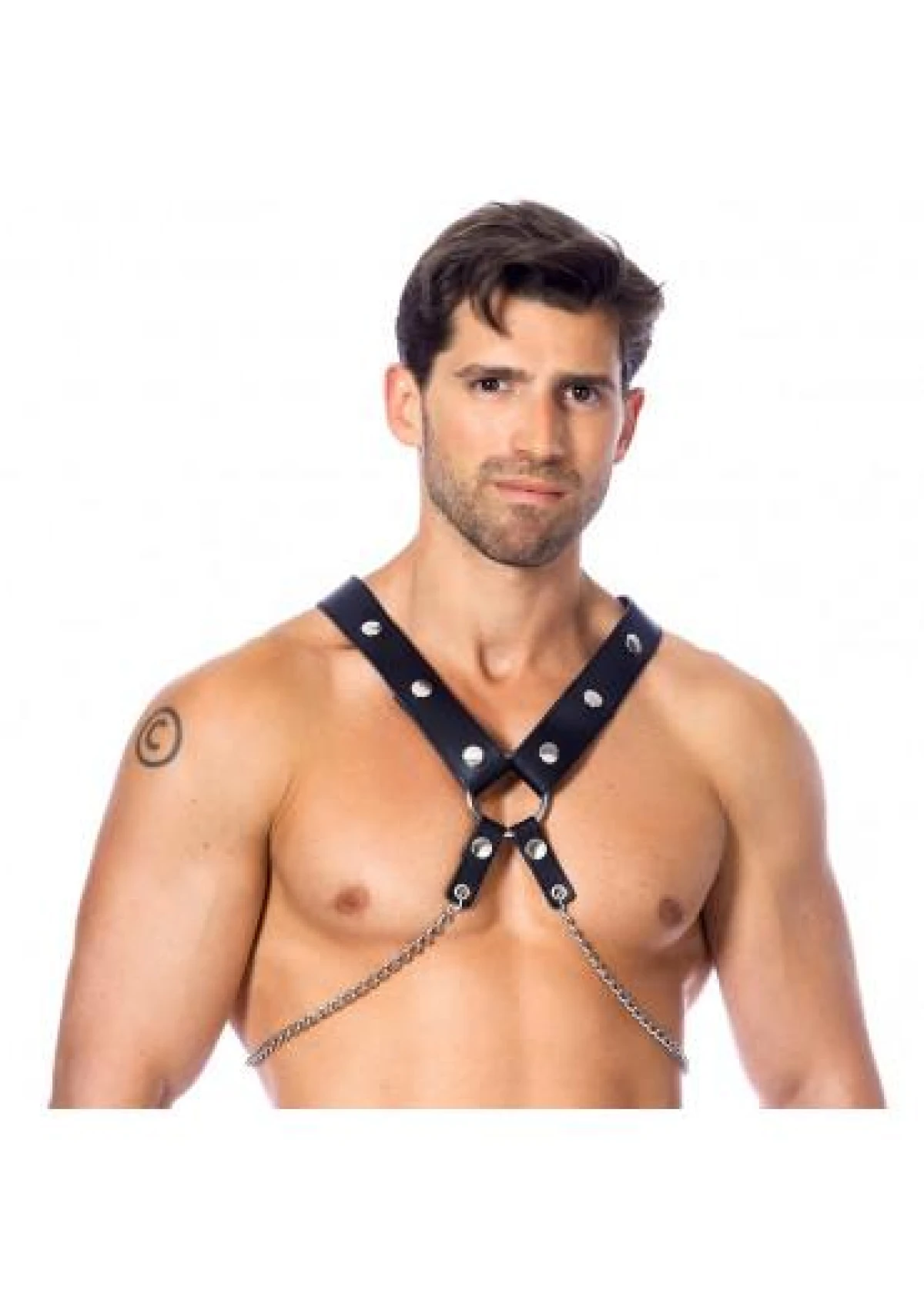 Leather Body Harness with Metal Chains