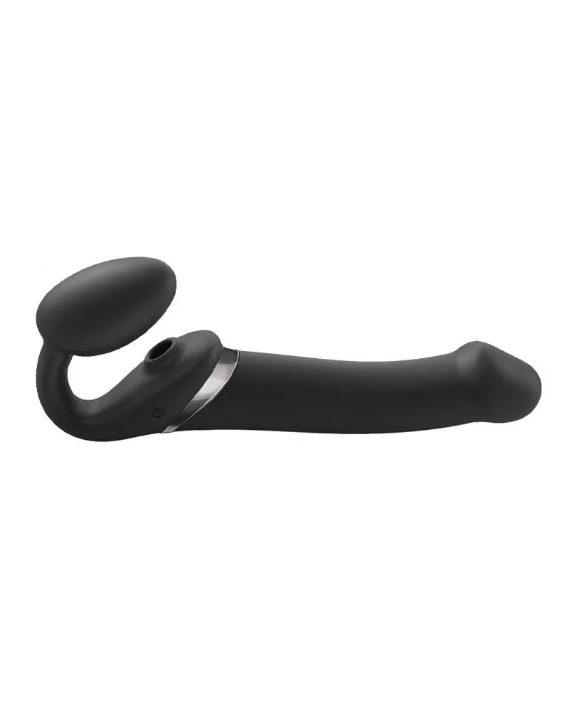 Strap-On-Me - Multi Orgasm - Strap-On Vibrator with Licking Stimulator Size L - Blck