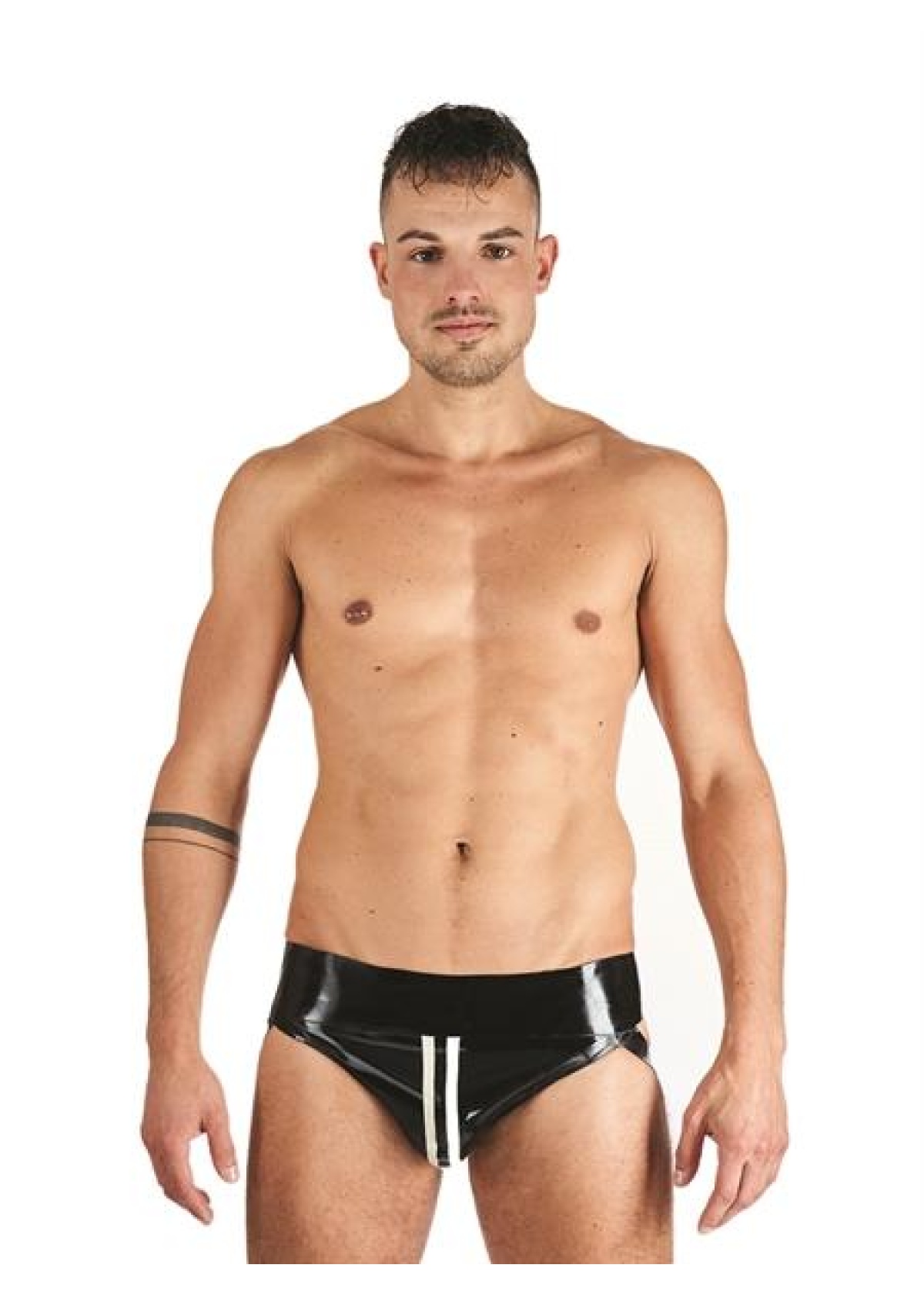 Mister B Rubber Jock Strap Black White