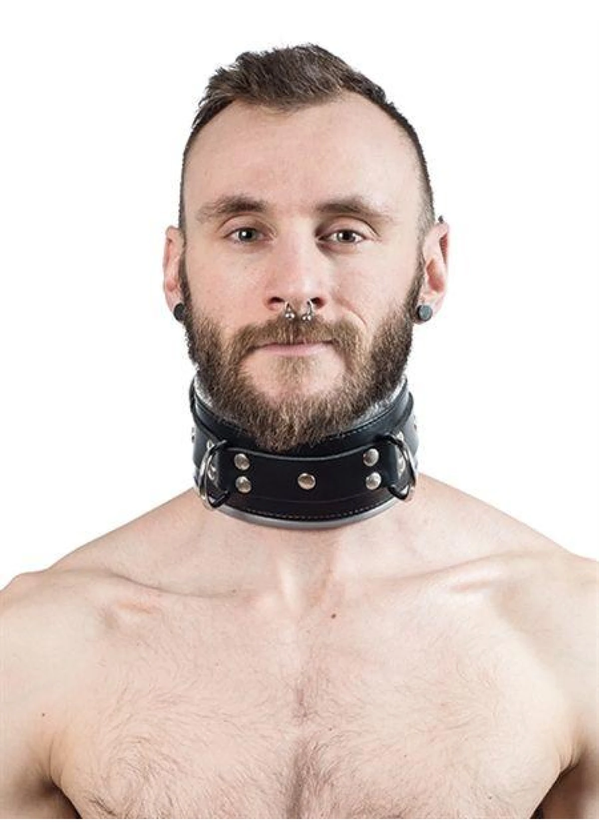 Mister B Leather Slave Collar Grey Padding