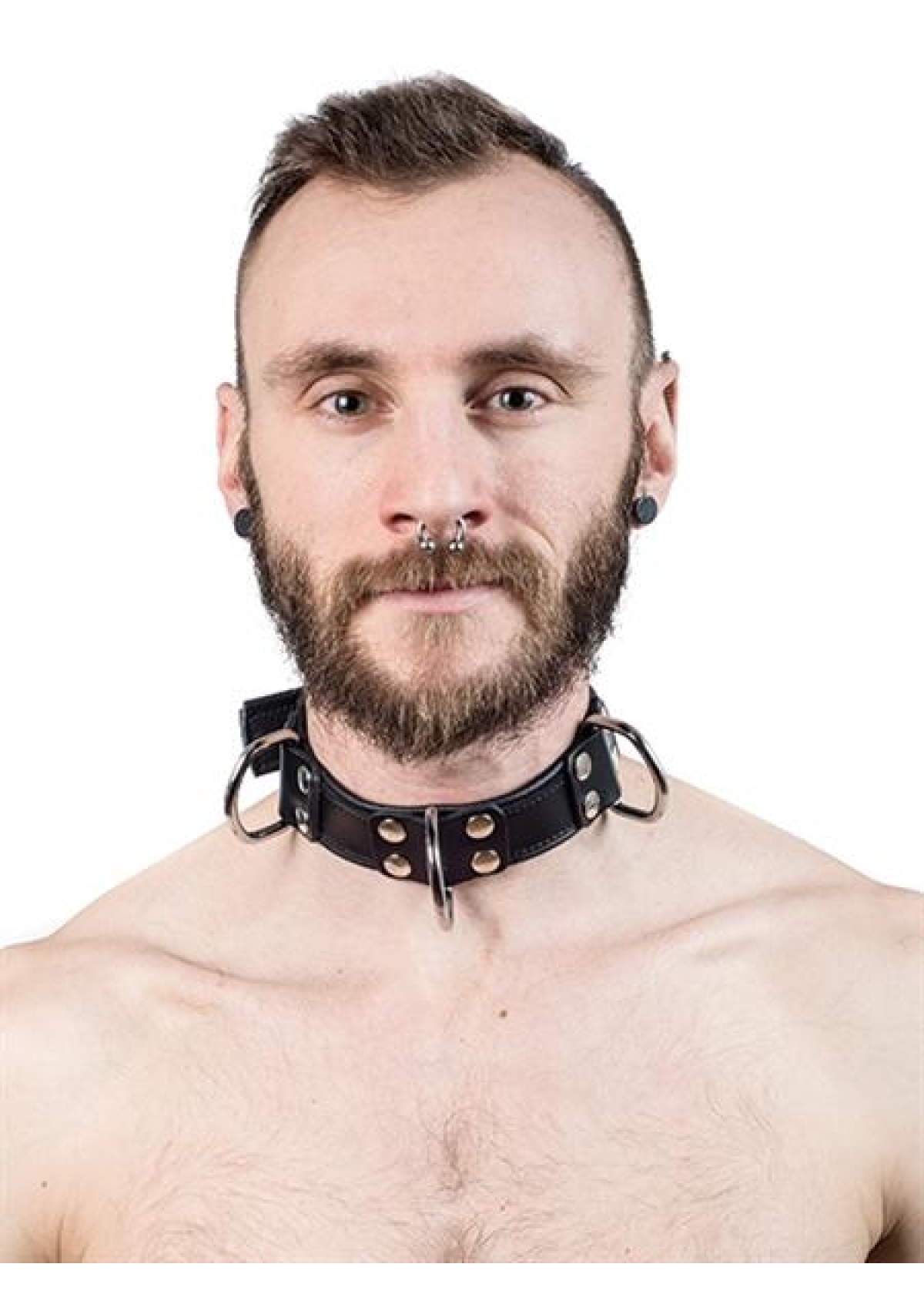 Mister B Leather Slave Collar 4 D-Rings Black