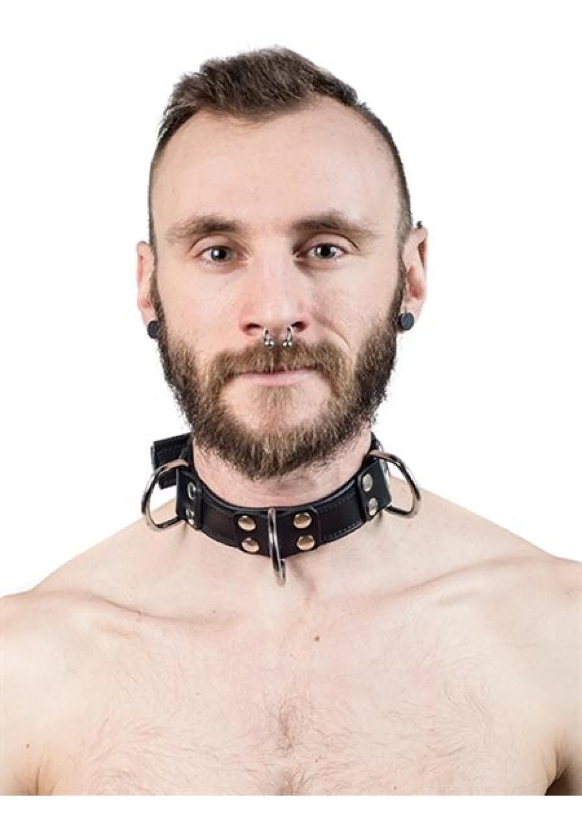 Mister B Leather Slave Collar 4 D-Rings Black