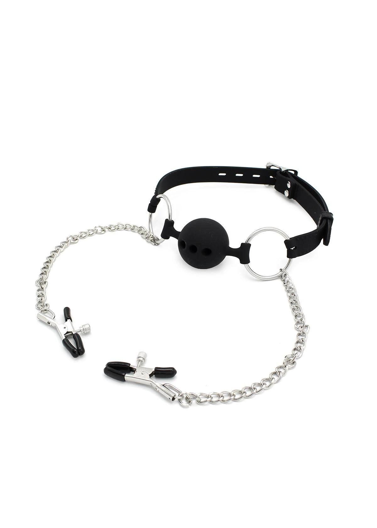 Silicone Ball Gag w/ Nipple Clamps