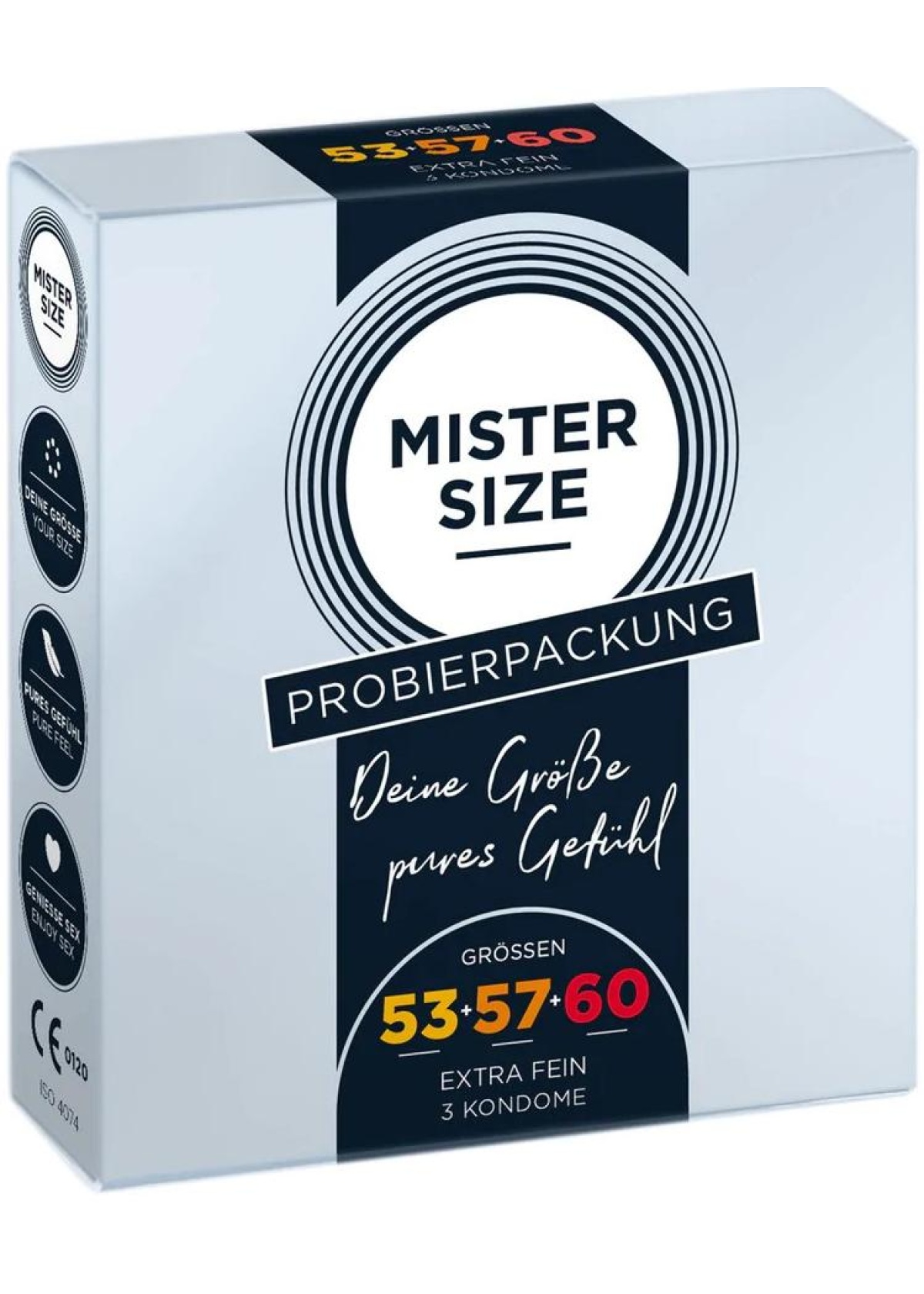 Pure Feel - Test Package Medium - Condoms 53, 57, 60 mm - 3 Pieces