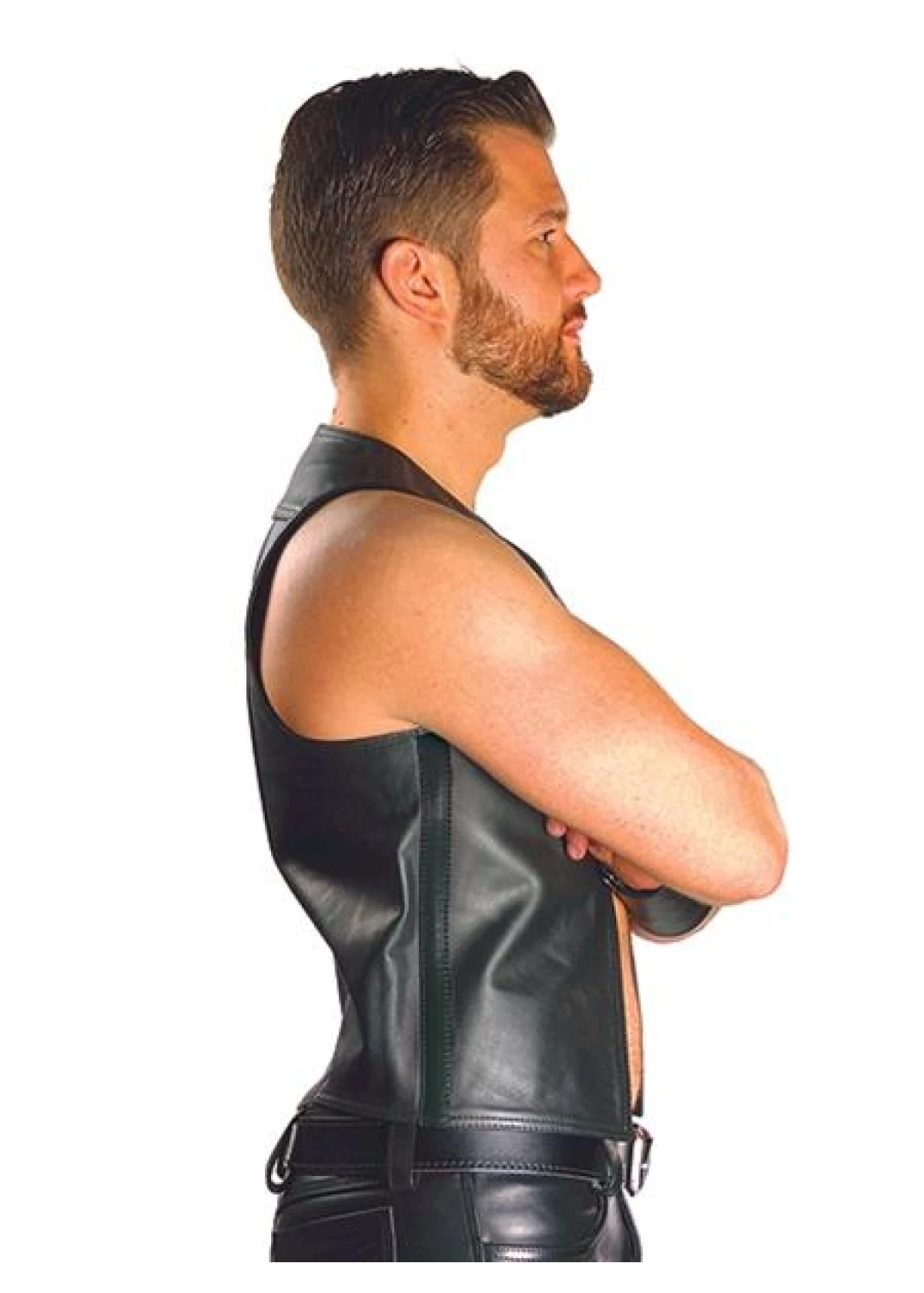Mister B Leather Muscle Vest Black
