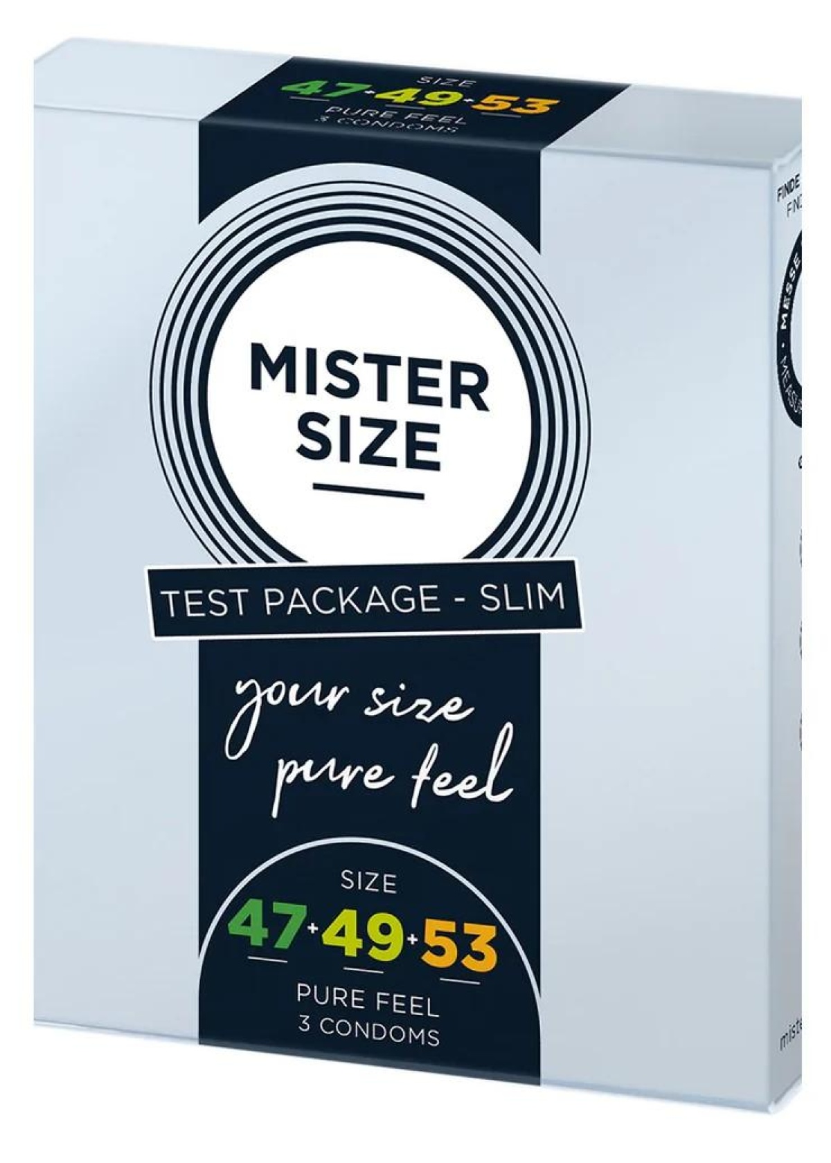 Pure Feel - Test Package Slim - Condoms 47, 49, 53 mm - 3 Pieces