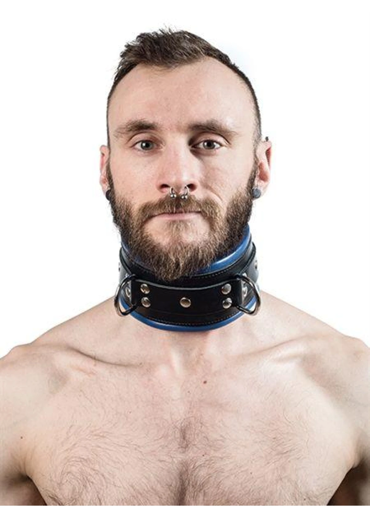 Mister B Leather Slave Collar Blue Padding