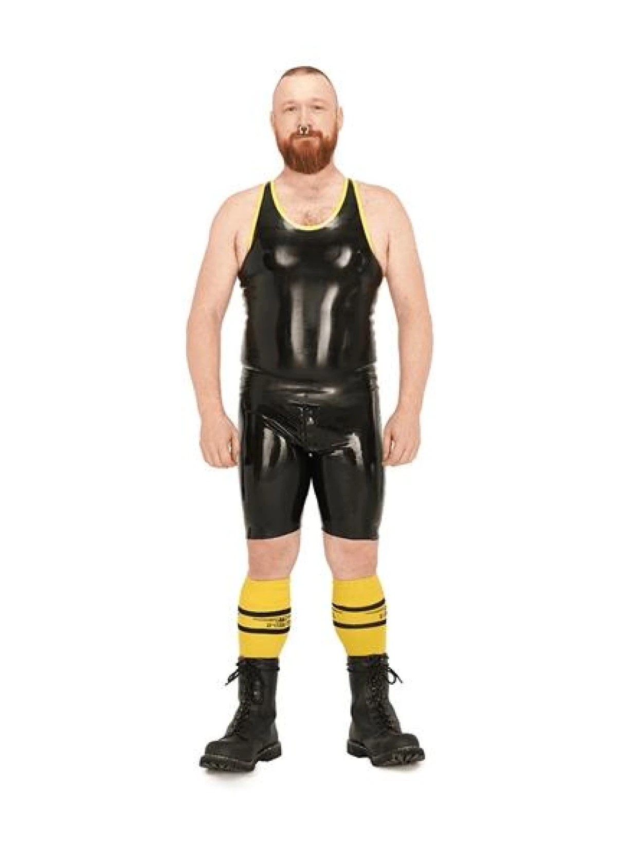 Mister B Rubber Muscle Shirt Black Yellow