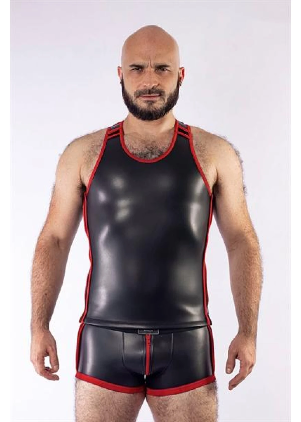 Mister B Neoprene Tank Top Black Red