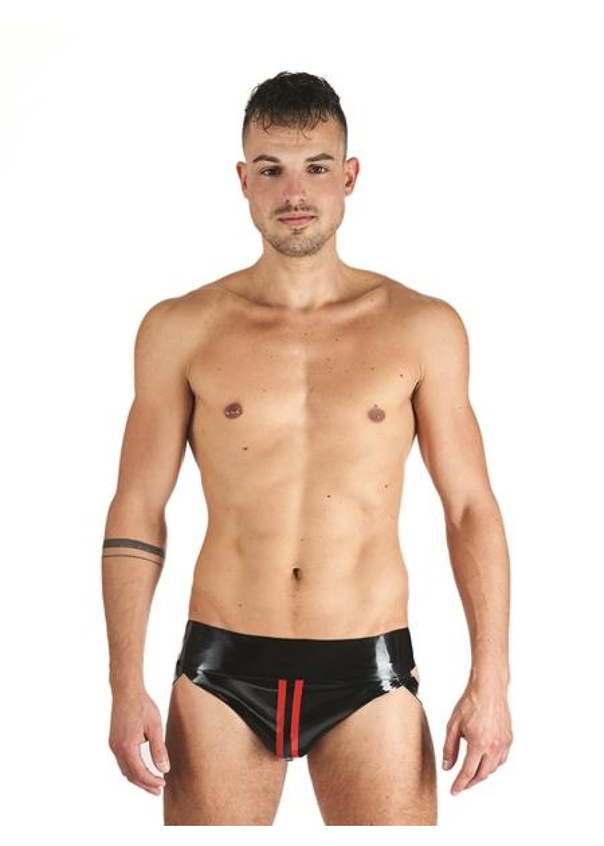 Mister B Rubber Jock Strap Black Red
