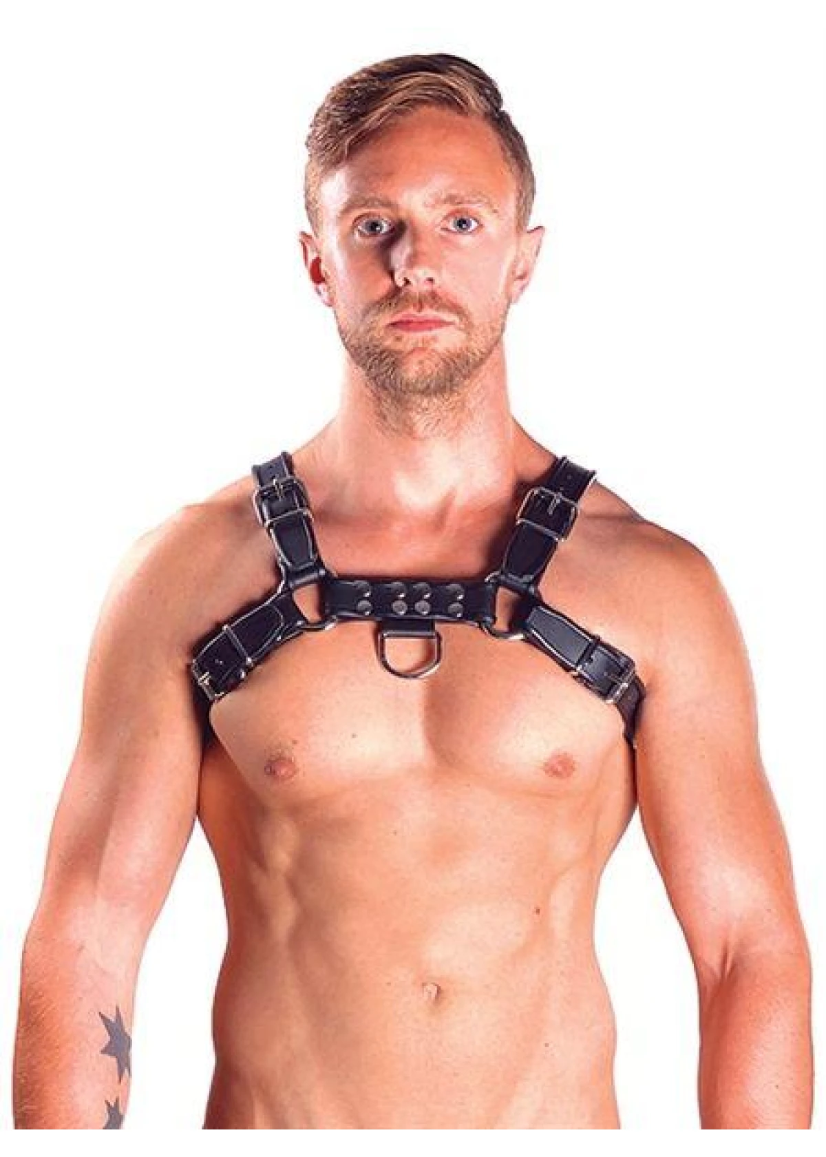 Mister B Leather Chest Harness Black-Black
