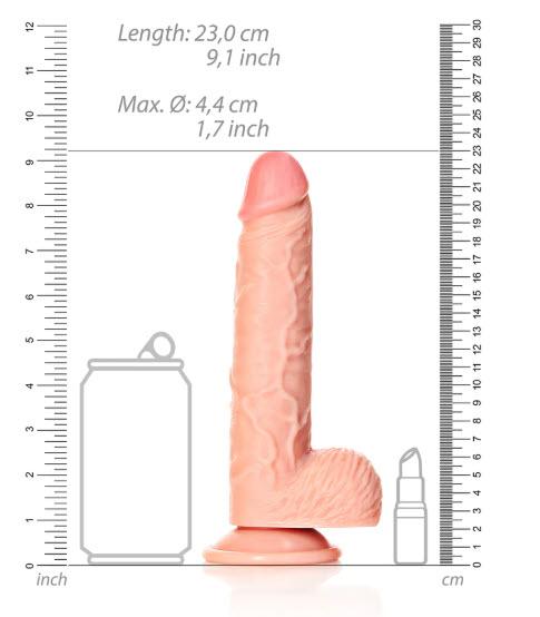 Straight Realistic Dildo with Balls and Suction Cup - 9 / 23 cm - Flesh - Bilde 6