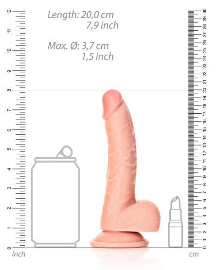 Curved Realistic Dildo with Balls and Suction Cup - 7 / 18 cm - Flesh - Bilde 6