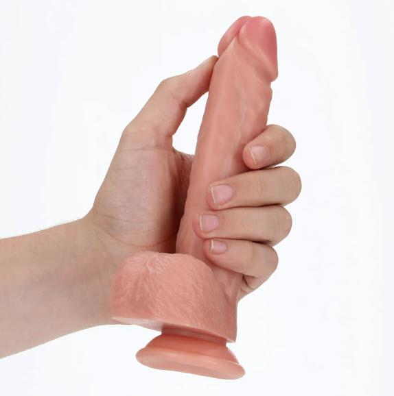 Straight Realistic Dildo with Balls and Suction Cup - 7 / 18 cm - Flesh - Bilde 8