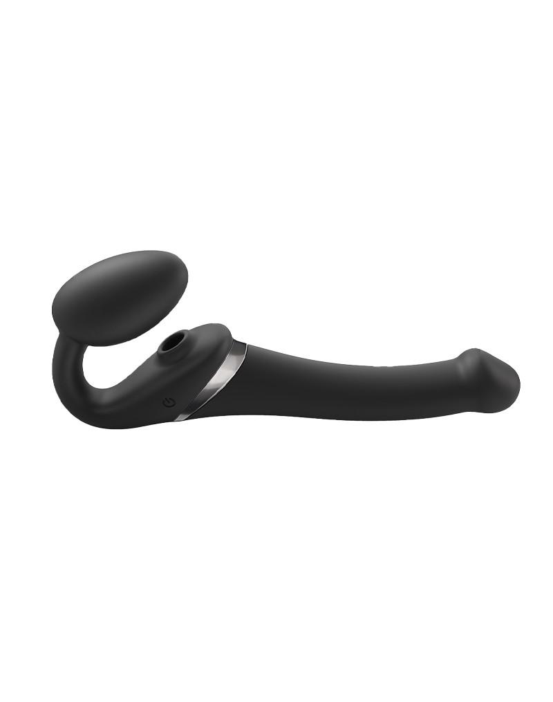 Strap-On-Me - Multi Orgasm - Strap-On Vibrator with Licking Stimulator Size S - Black