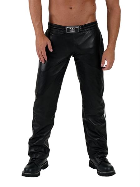 Mister B Leather Jogging Pants White Stripes