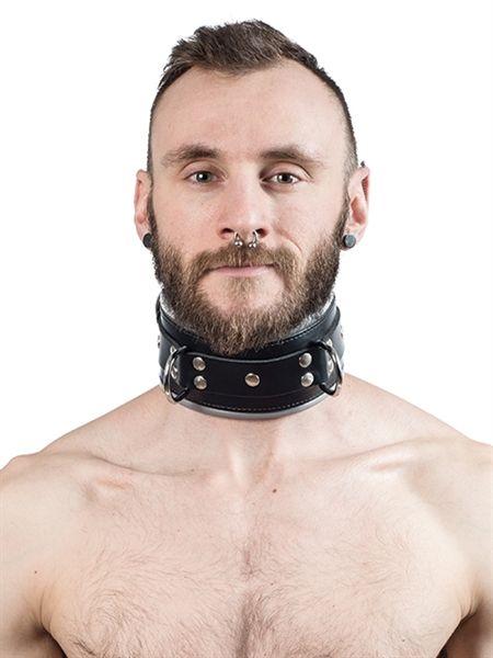 Mister B Leather Slave Collar Grey Padding