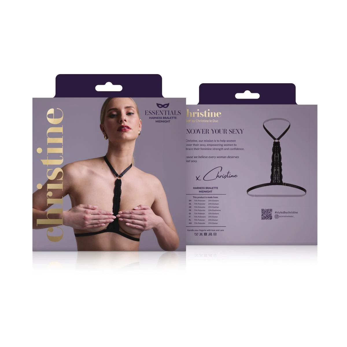 Christine - Strappy Harness Bralette Midnight Upper Body 03 Black - One Size