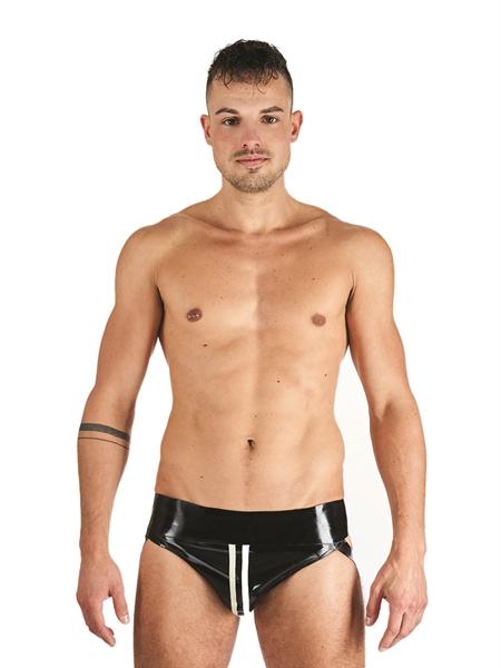 Mister B Rubber Jock Strap Black White