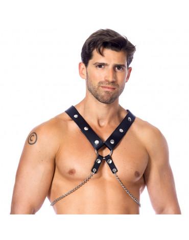 Leather Body Harness with Metal Chains