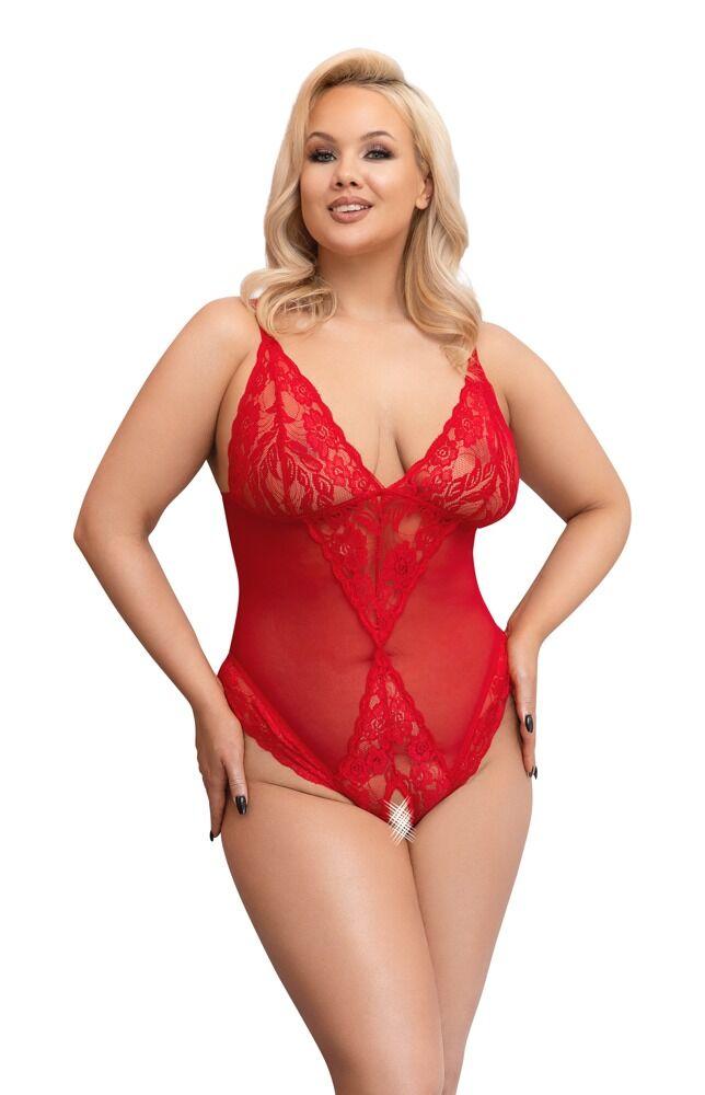 Red Curvy Crotchless Body