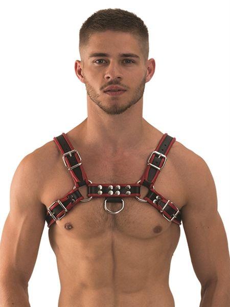 Mister B Leather Chest Harness Black-Red