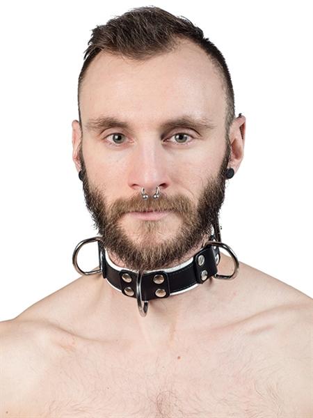 Mister B Leather Slave Collar 4 D-Rings White