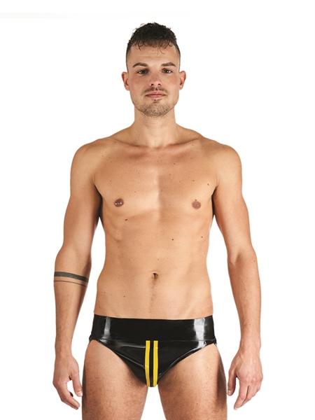 Mister B Rubber Jock Strap Black Yellow