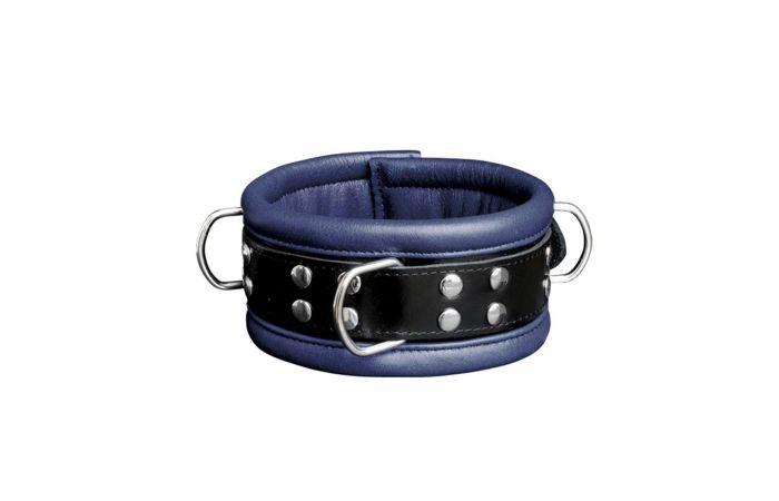 Leather Collar Blue - 6,5 cm