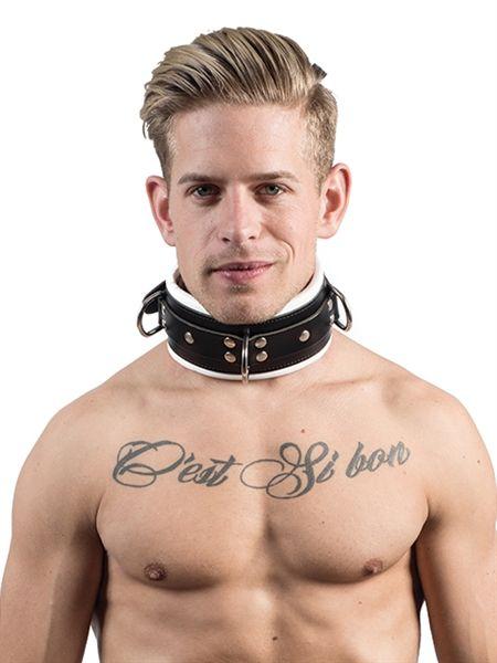 Mister B Leather Slave Collar White Padding