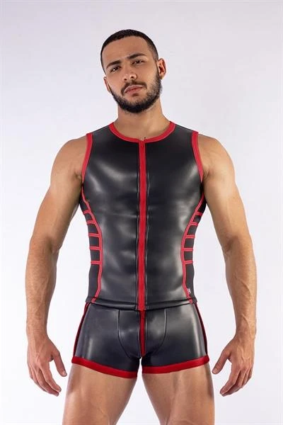 Mister B Neoprene V-Shaped Top Black Red