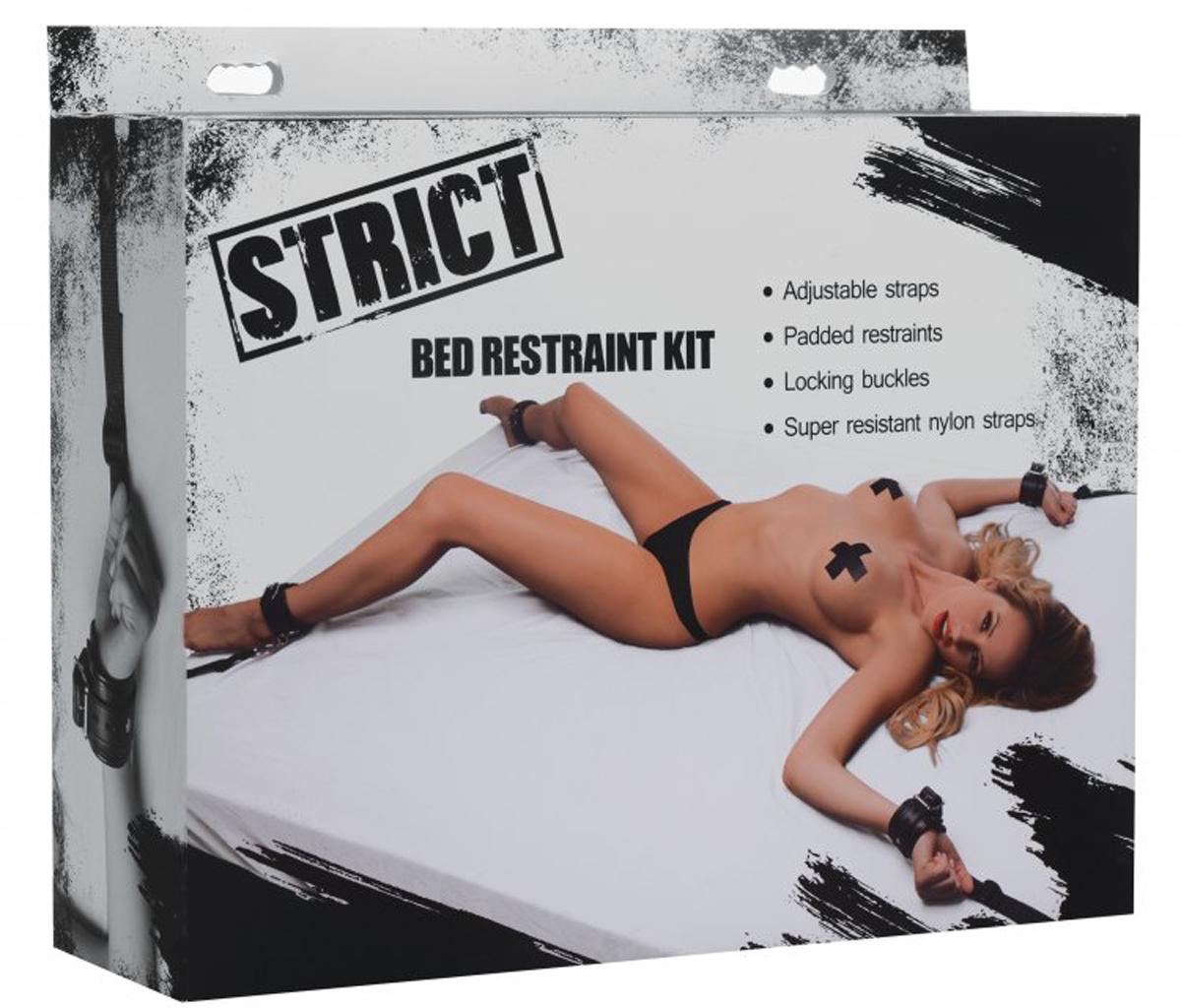 XR Brands - Bed Restraint Kit Bed Cuffs - Black