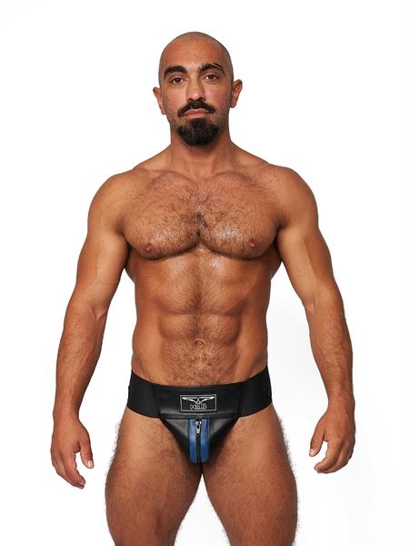 Mister B Leather Premium Jockstrap - Black Blue