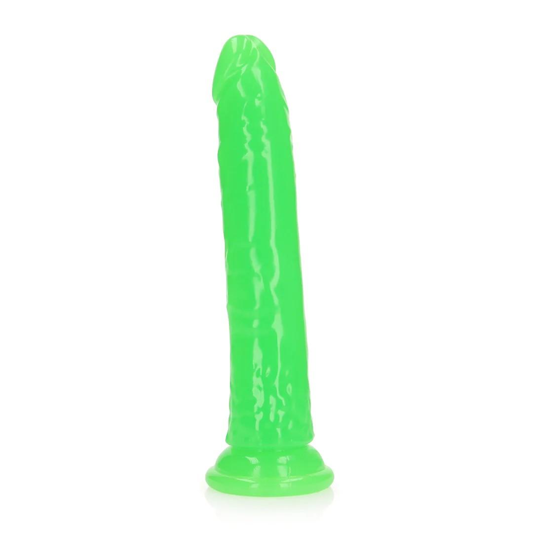 Slim Realistic Dildo with Suction Cup - Glow in the Dark - 9'' / 22,5 cm - Green
