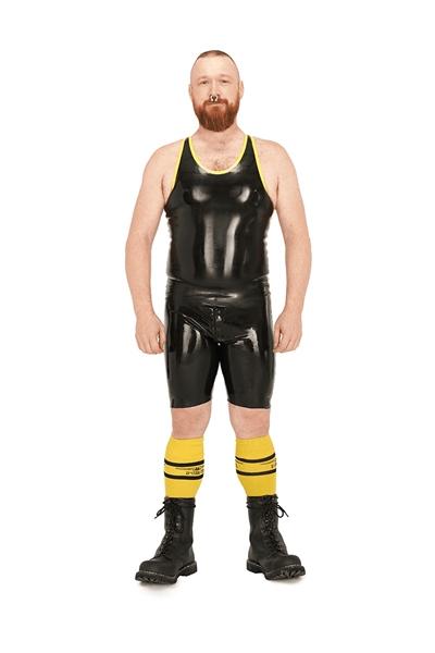 Mister B Rubber Muscle Shirt Black Yellow