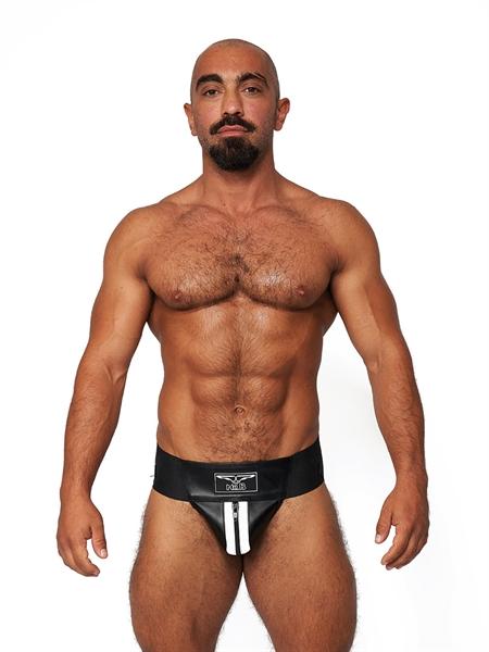 Mister B Leather Premium Jockstrap - Black White