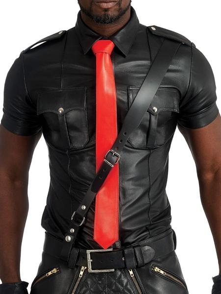 Mister B Leather Tie Stitched - Red