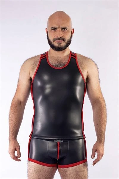 Mister B Neoprene Tank Top Black Red