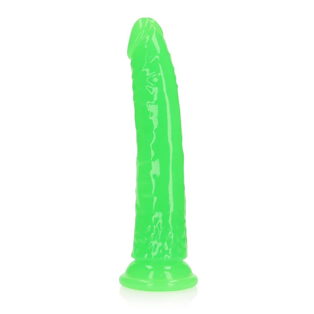 Slim Realistic Dildo with Suction Cup - Glow in the Dark - 8'' / 20 cm - Green