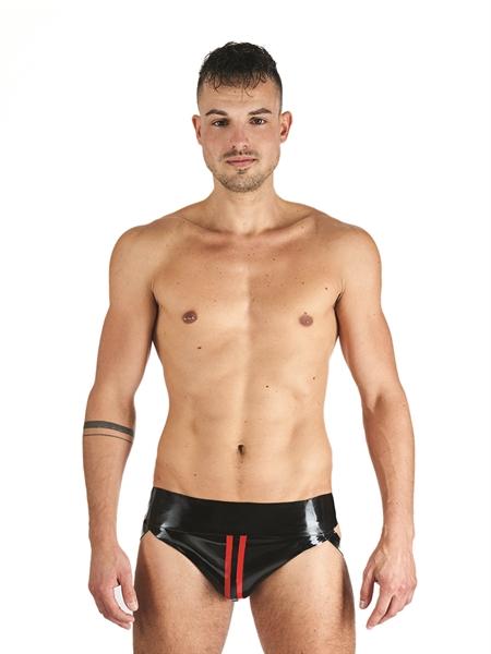 Mister B Rubber Jock Strap Black Red