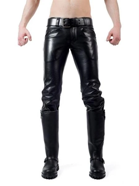 Mister B Leather Ranger Jeans 2 White Stripes