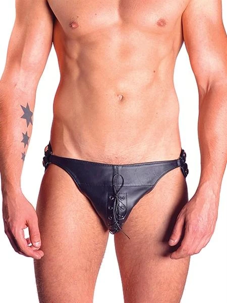 Mister B Leather Posing Pouch Two Belts Laced