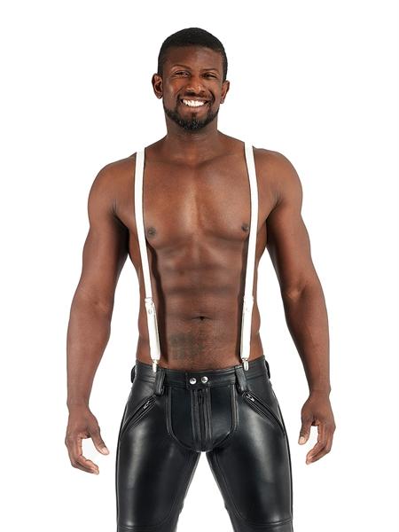 Mister B Leather Suspenders - White