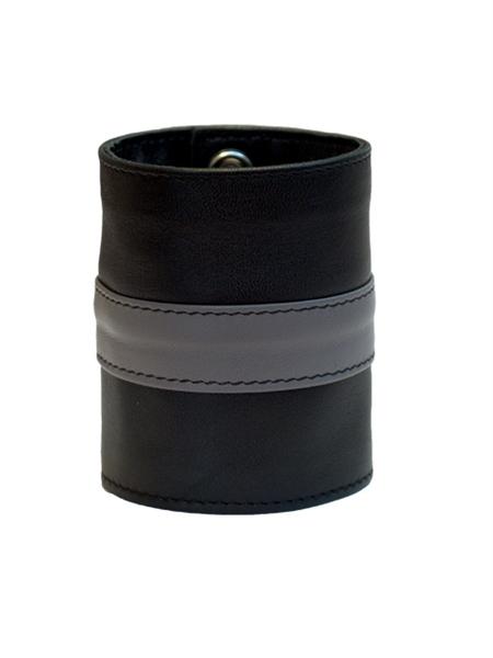 Mister B Leather Wrist Wallet Zip Grey Stripe