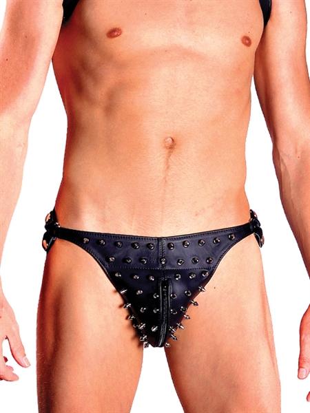 Mister B Leather Posing Pouch 3 Belts Full Conestuds Zip
