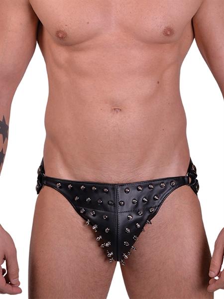 Mister B Leather Posing Pouch 3 Belts Full Conestuds