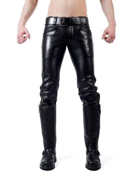 Mister B Leather Ranger Jeans 2 White Stripes