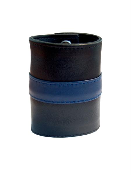 Mister B Leather Wrist Wallet Zip Blue Stripe