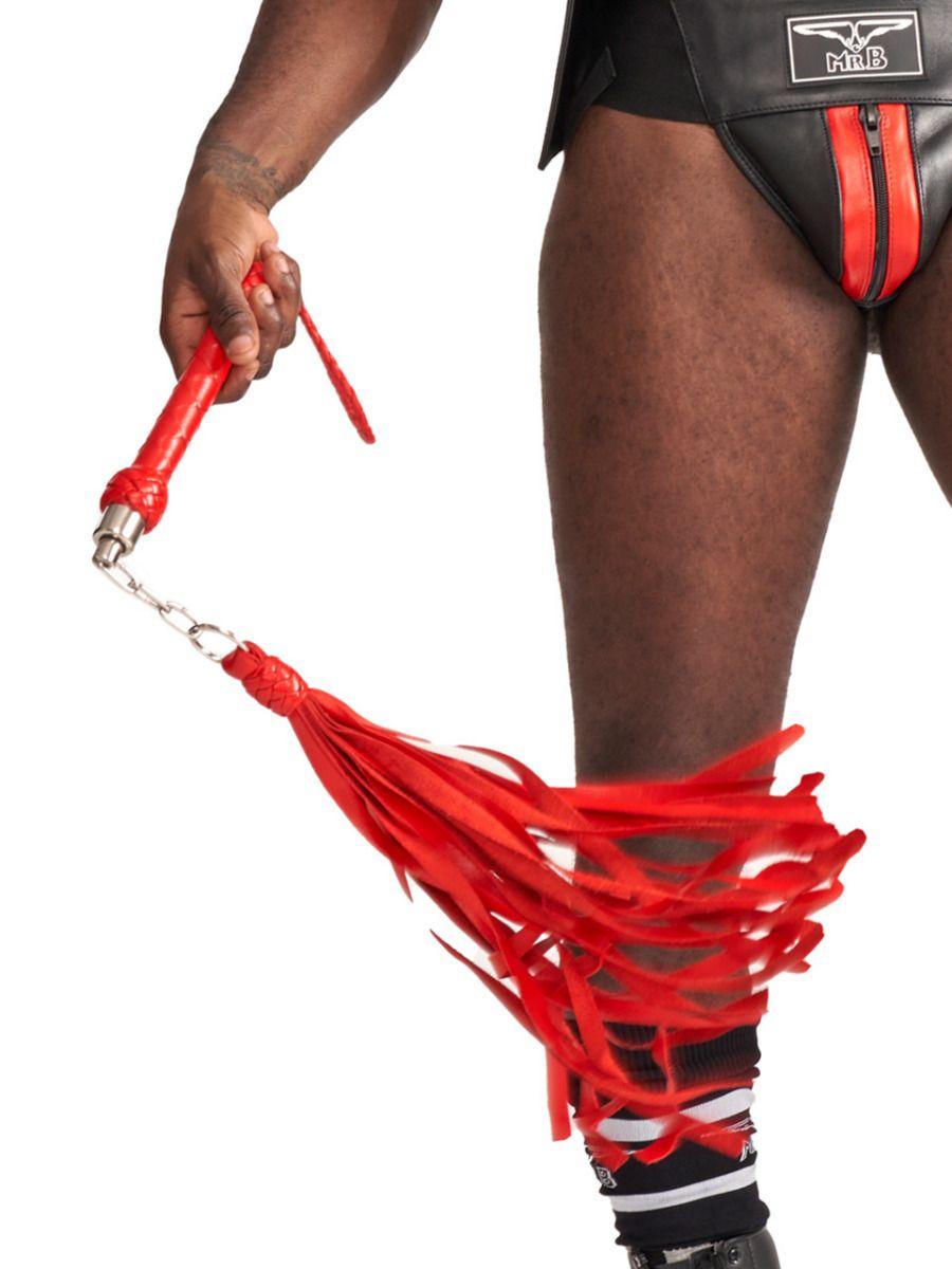 Mister B Impact Premium Leather Flogger Curling  - Red